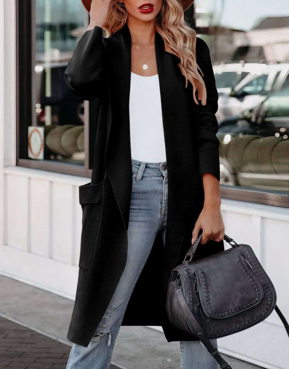 Lune London | Long Cardigan with Open Front in Casual Style