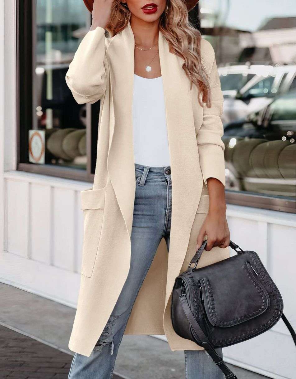 Lune London | Long Cardigan with Open Front in Casual Style