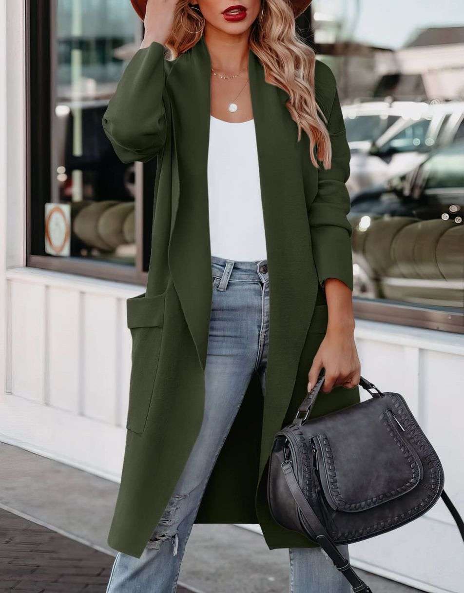 Lune London | Long Cardigan with Open Front in Casual Style
