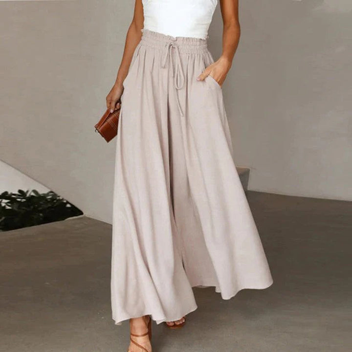 Lune London | Maxi Skirt High Waist Elastic with Lacing A-Line with Pockets Long and Airy