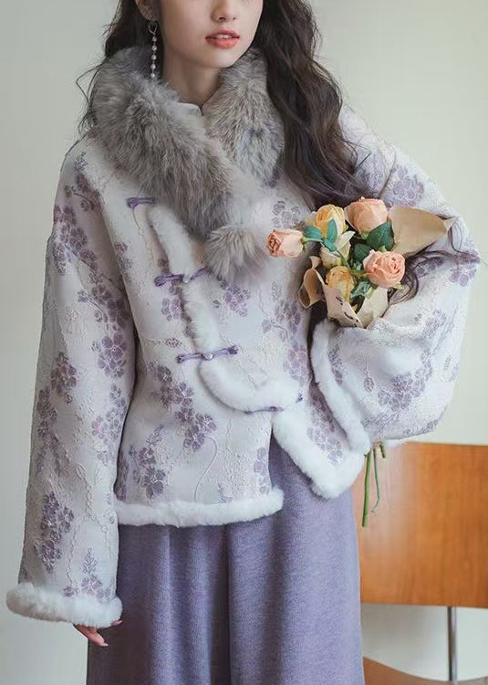 Lune London | Lilac Button Printed Patchwork Coats Filled with Cotton