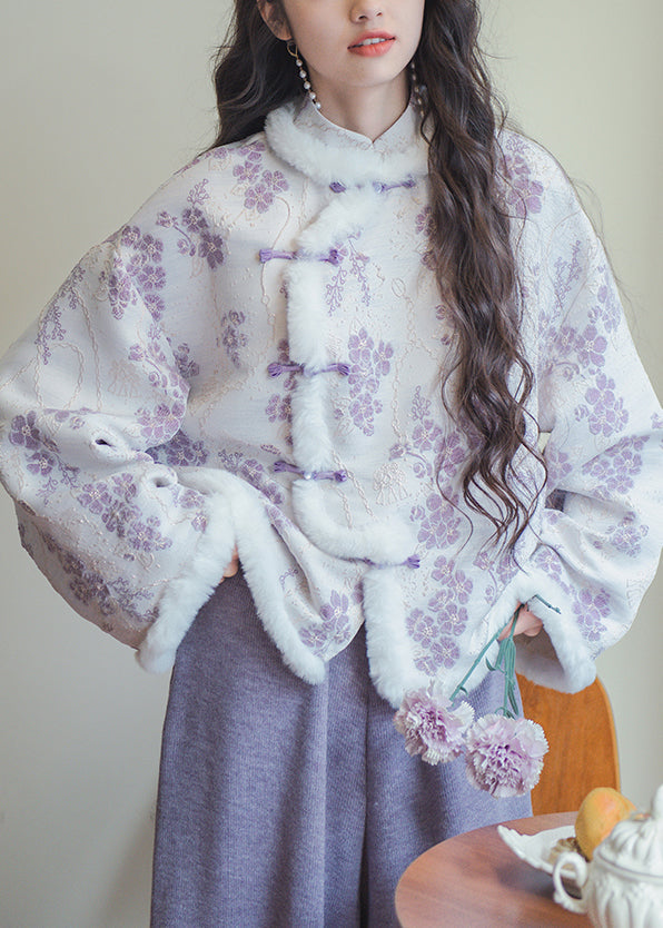 Lune London | Lilac Button Printed Patchwork Coats Filled with Cotton