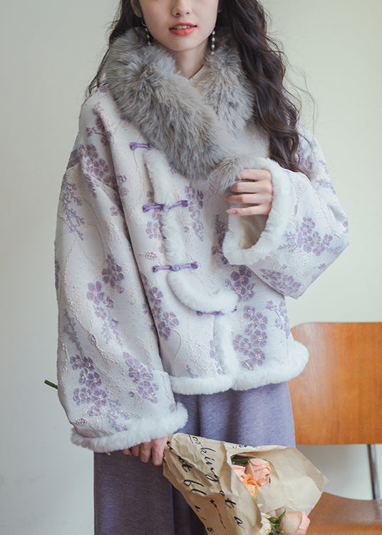 Lune London | Lilac Button Printed Patchwork Coats Filled with Cotton
