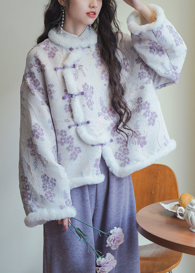 Lune London | Lilac Button Printed Patchwork Coats Filled with Cotton