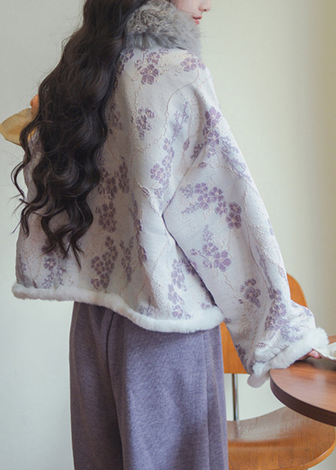 Lune London | Lilac Button Printed Patchwork Coats Filled with Cotton