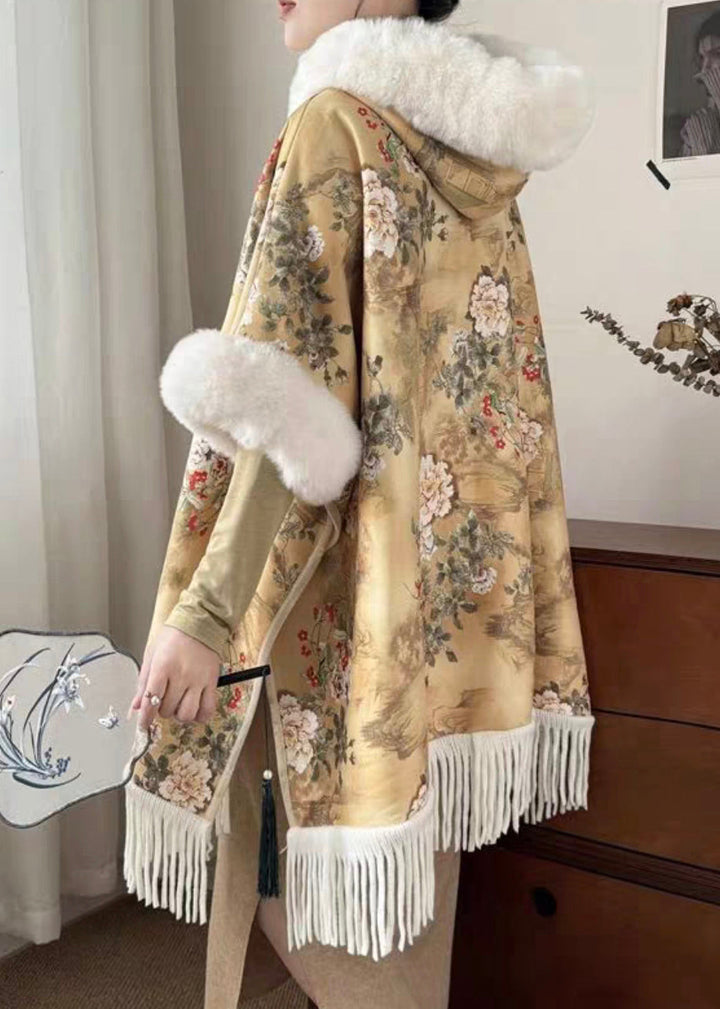 Lune London | Yellow Faux Fur Collar Open Side Warm Winter Fleece Coats