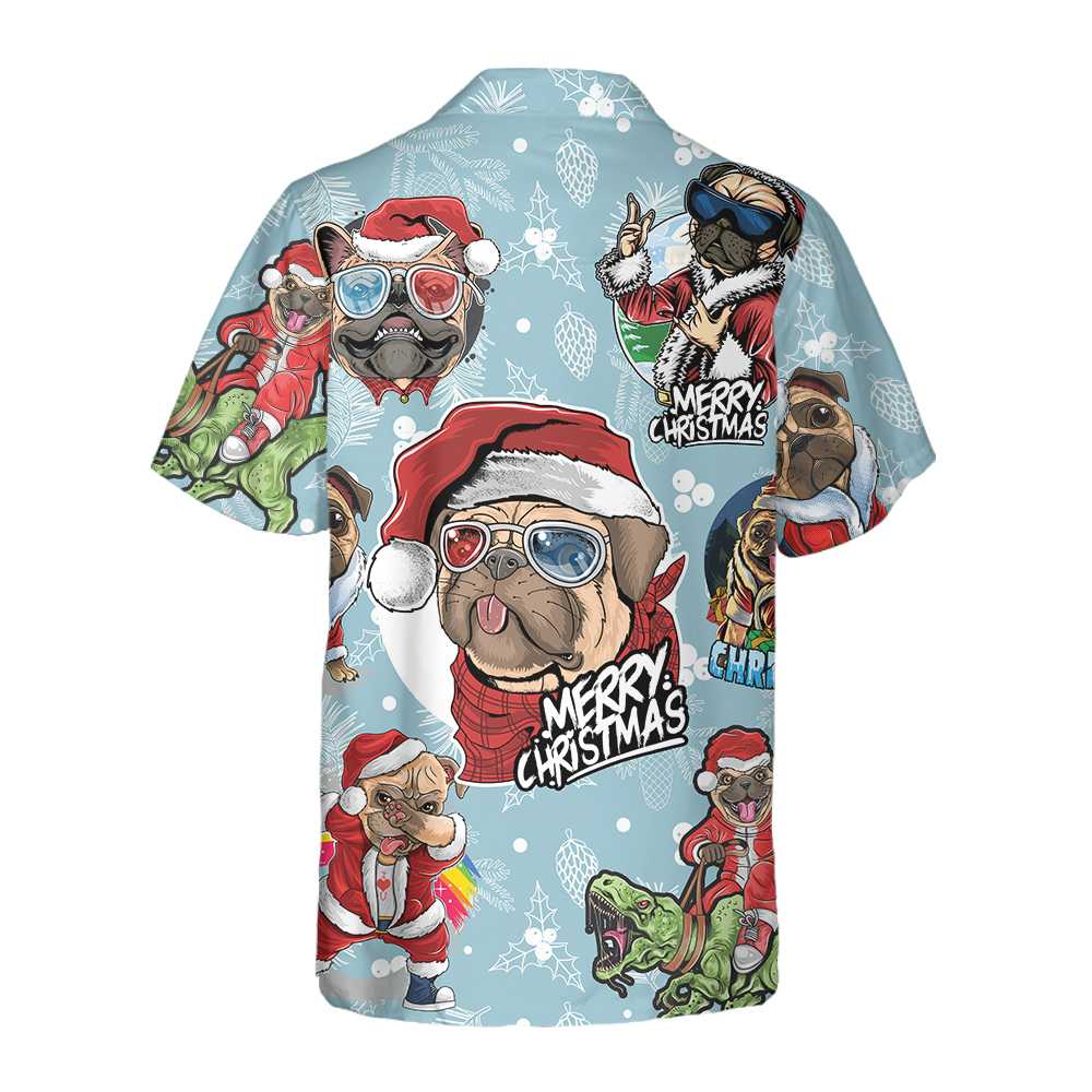 Lune London | Superb Christmas Pug Hawaiian shirt, fun Christmas gift for Pug lovers