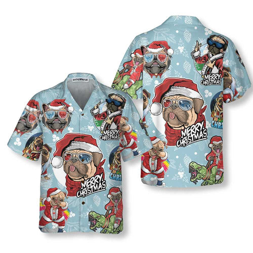 Lune London | Superb Christmas Pug Hawaiian shirt, fun Christmas gift for Pug lovers