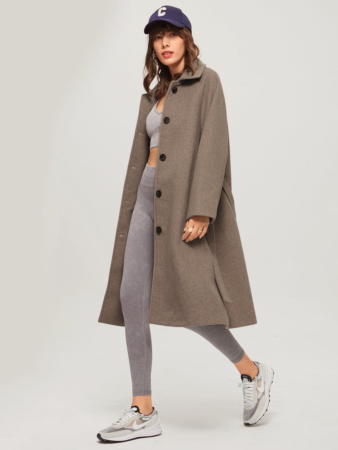 Lune London | Long brushed coat with belt