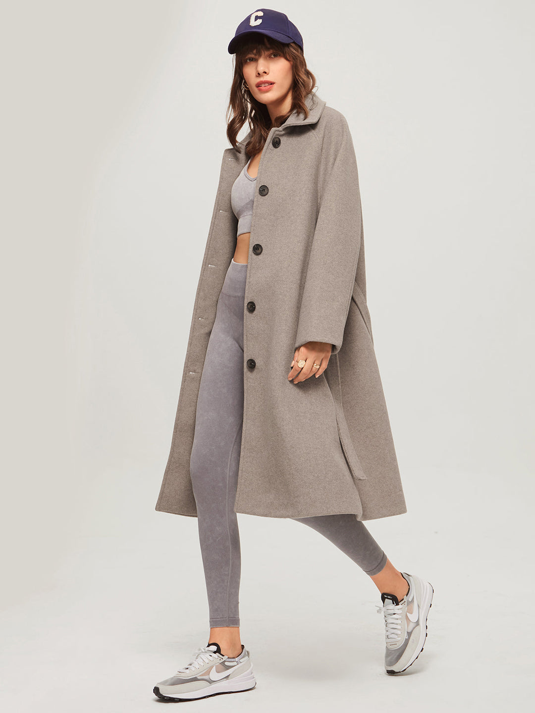 Lune London | Long brushed coat with belt