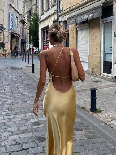 Lune London | Satin Maxi Dress with Open Back