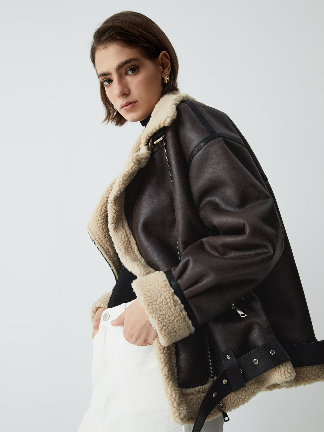 Lune London | Brown Leather Pilot Jacket for Women
