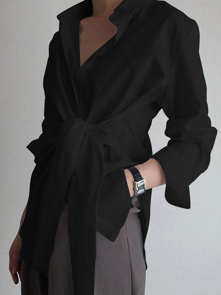 Lune London | Shirt with Tie Belt At The Waist Cotton Blend Elegant and Timeless