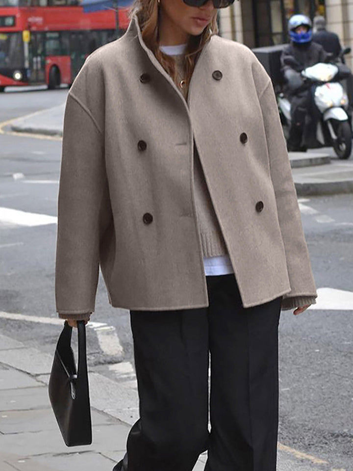 Lune London | Coat Wool Tailored Fit Double-Breasted Buttons Stand Collar