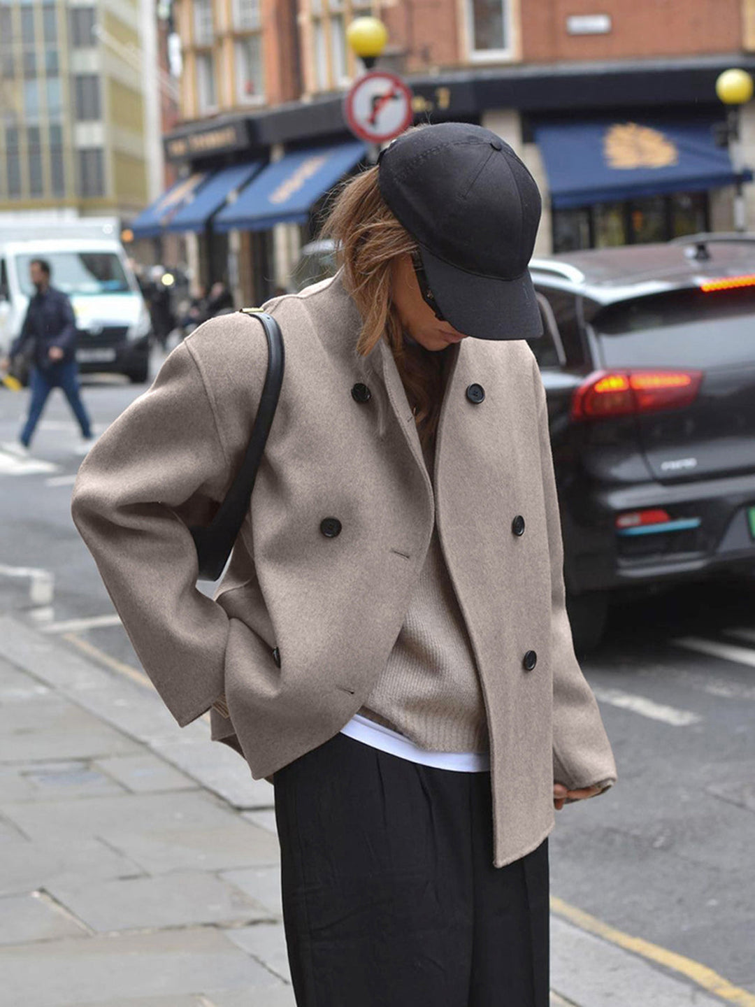 Lune London | Coat Wool Tailored Fit Double-Breasted Buttons Stand Collar