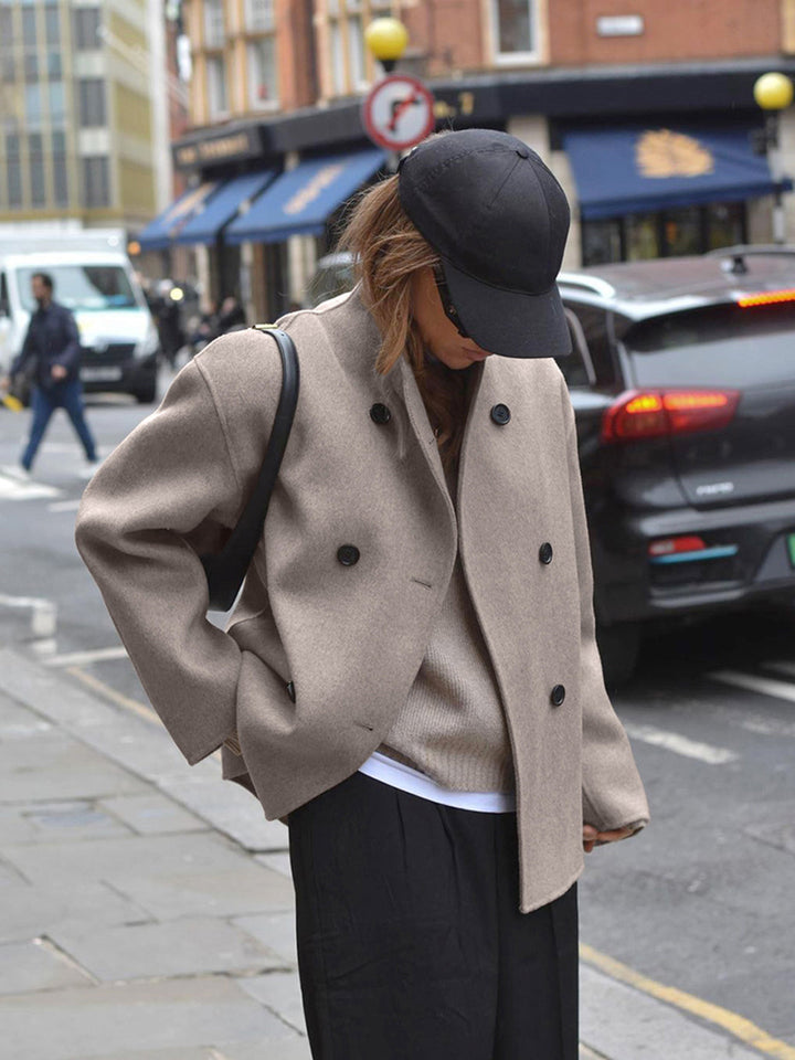Lune London | Coat Wool Tailored Fit Double-Breasted Buttons Stand Collar