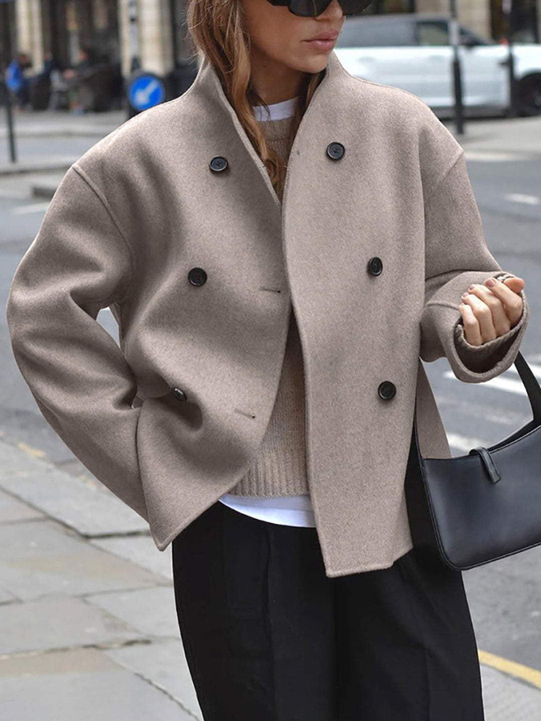 Lune London | Coat Wool Tailored Fit Double-Breasted Buttons Stand Collar