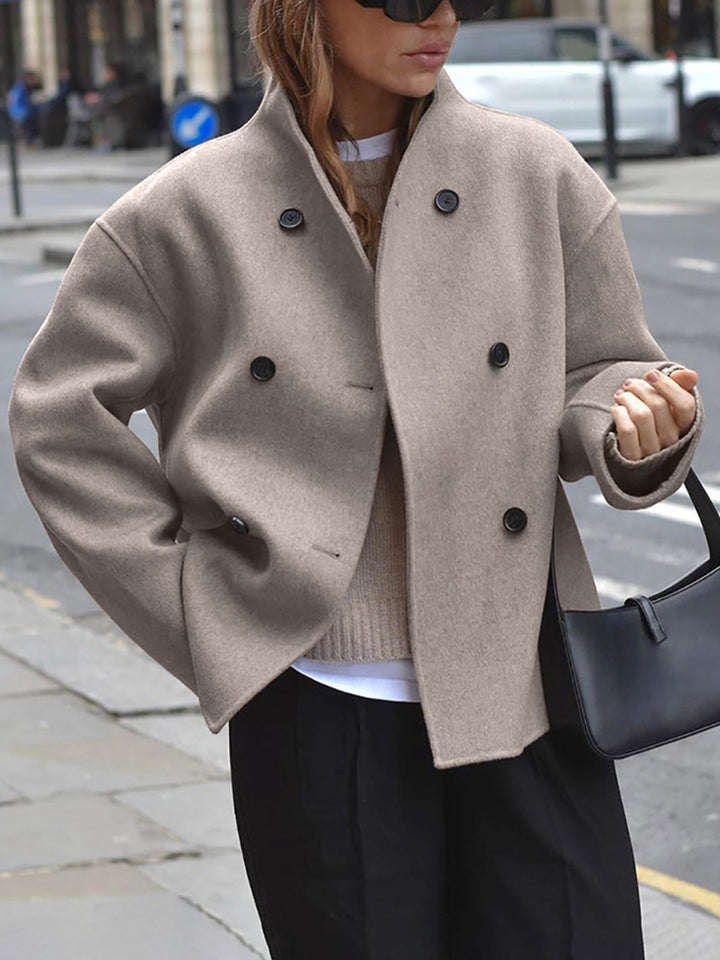 Lune London | Coat Wool Tailored Fit Double-Breasted Buttons Stand Collar