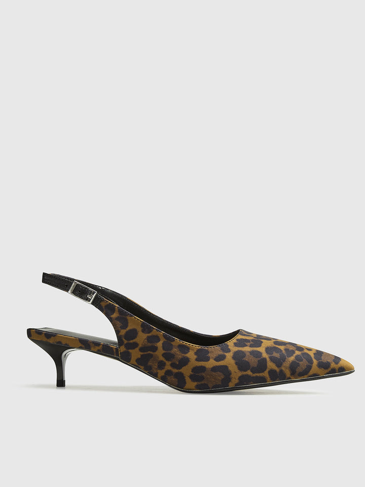 Lune London | Leopard Kitten Slingback Pumps