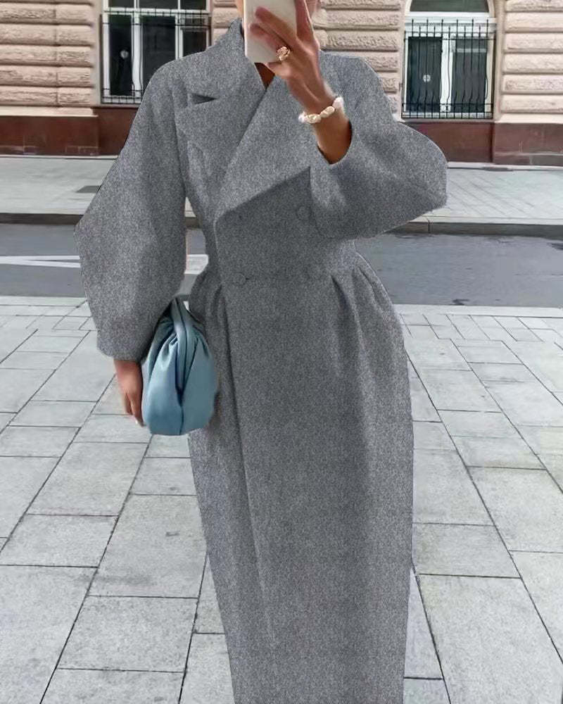 Lune London | Manteau en laine vintage avec des manches en forme d'abat-jour et un revers