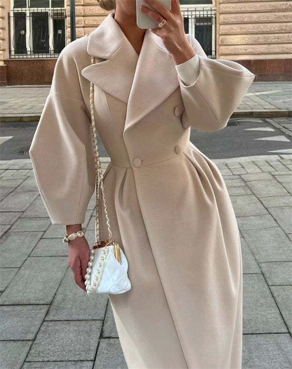 Lune London | Manteau en laine vintage avec des manches en forme d'abat-jour et un revers