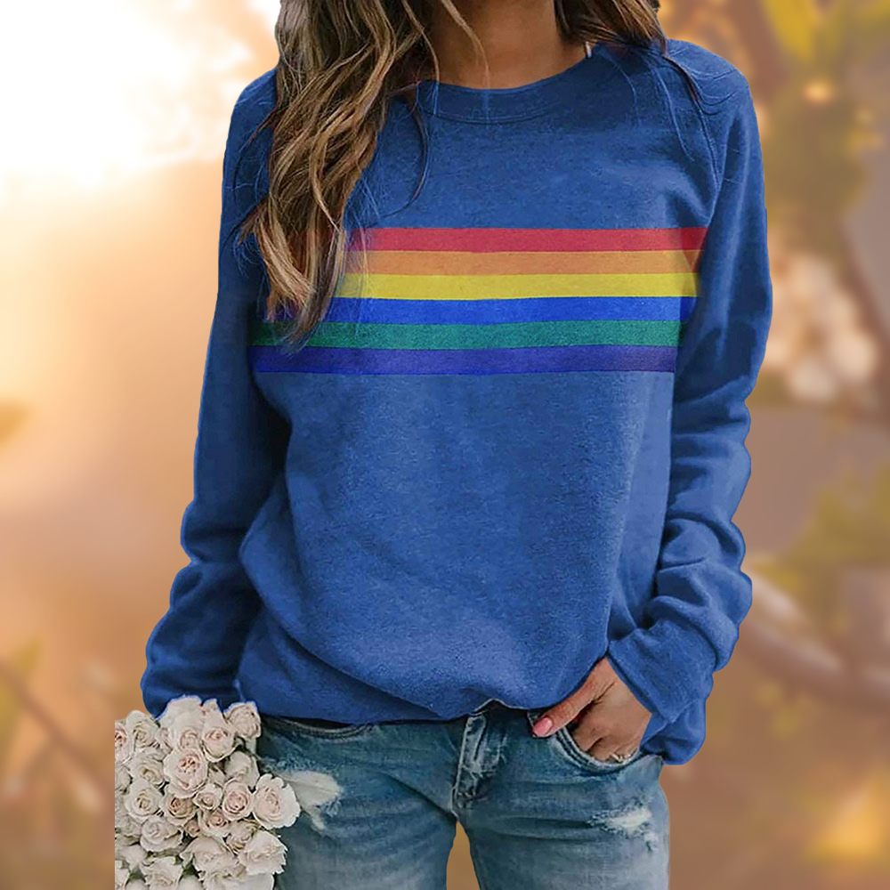 Lune London | Soft Cotton Sweater With Rainbow Stripes