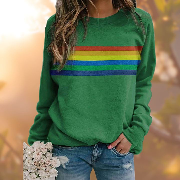 Lune London | Soft Cotton Sweater With Rainbow Stripes