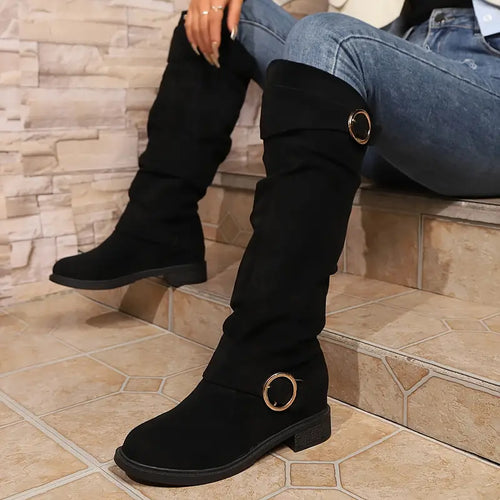 Lune London | Women Chunky Heel Slouchy Knee Boots