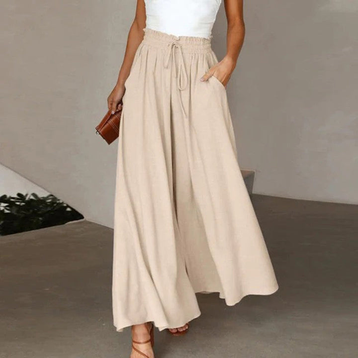 Lune London | Maxi Skirt High Waist Elastic with Lacing A-Line with Pockets Long and Airy