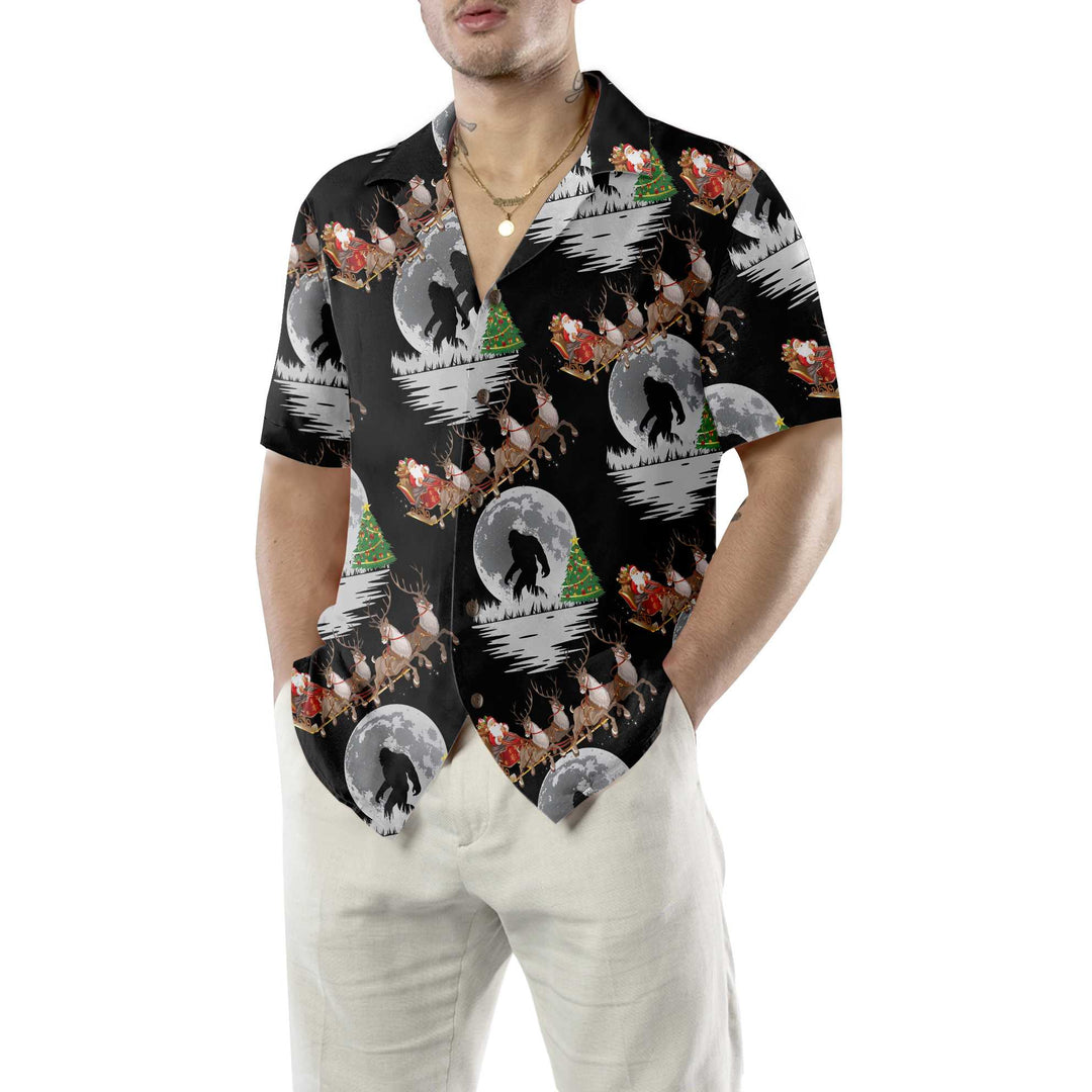 Lune London | Bigfoot & Santa Claus at Christmas Hawaiian Shirt, Fun Christmas Shirts for Men