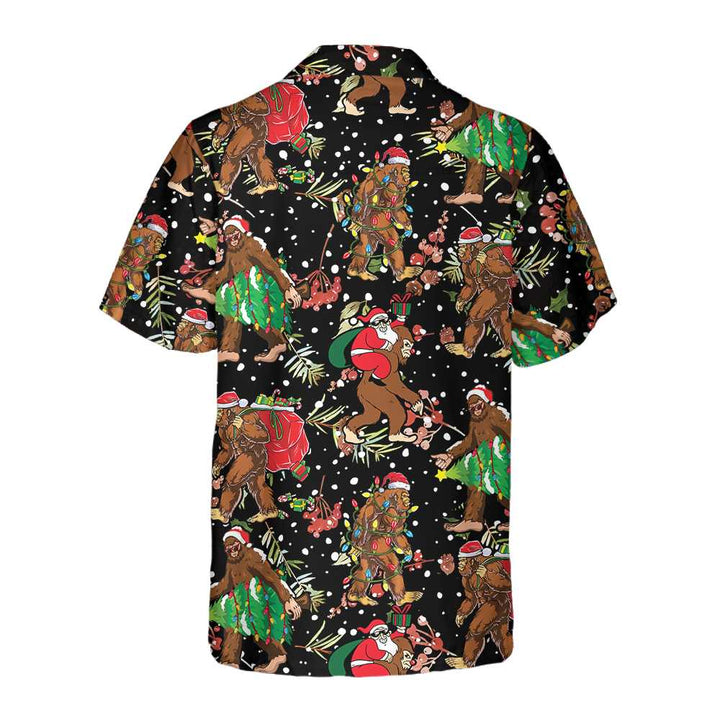 Lune London | Bigfoot Christmas with Christmas pattern Hawaiian shirt, funny Bigfoot Christmas shirt, gift for Christmas