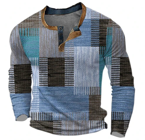 Lune London | Patchwork knit sweater - Modern Henley style for autumn and winter