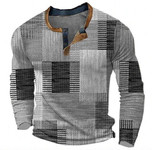 Lune London | Patchwork knit sweater - Modern Henley style for autumn and winter