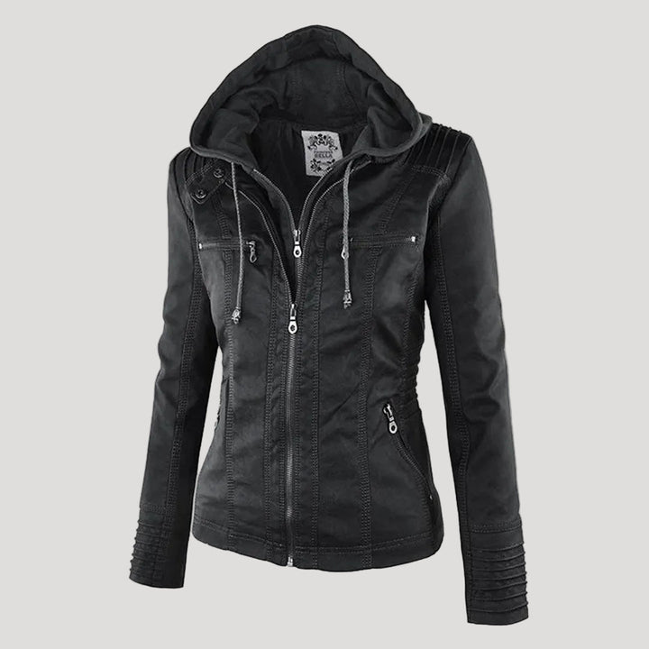 Lune London | Waterproof Women's Faux Leather Jacket with Hood