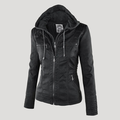 Lune London | Waterproof Women's Faux Leather Jacket with Hood