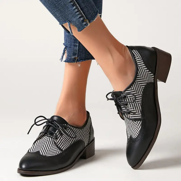 Lune London | Gestreifte Schnürschuhe Aus Leder für Damen
