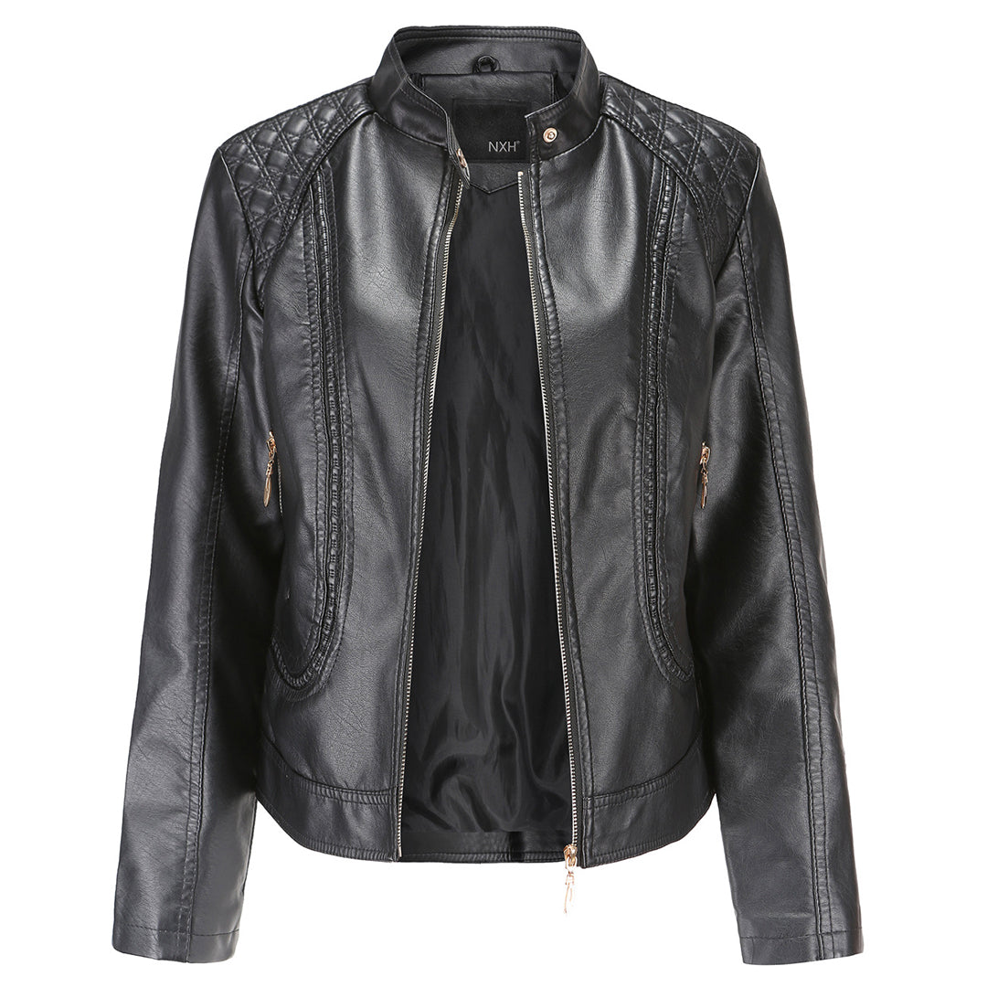 Chic und Stil | Elegant leather jacket for women in genuine leather