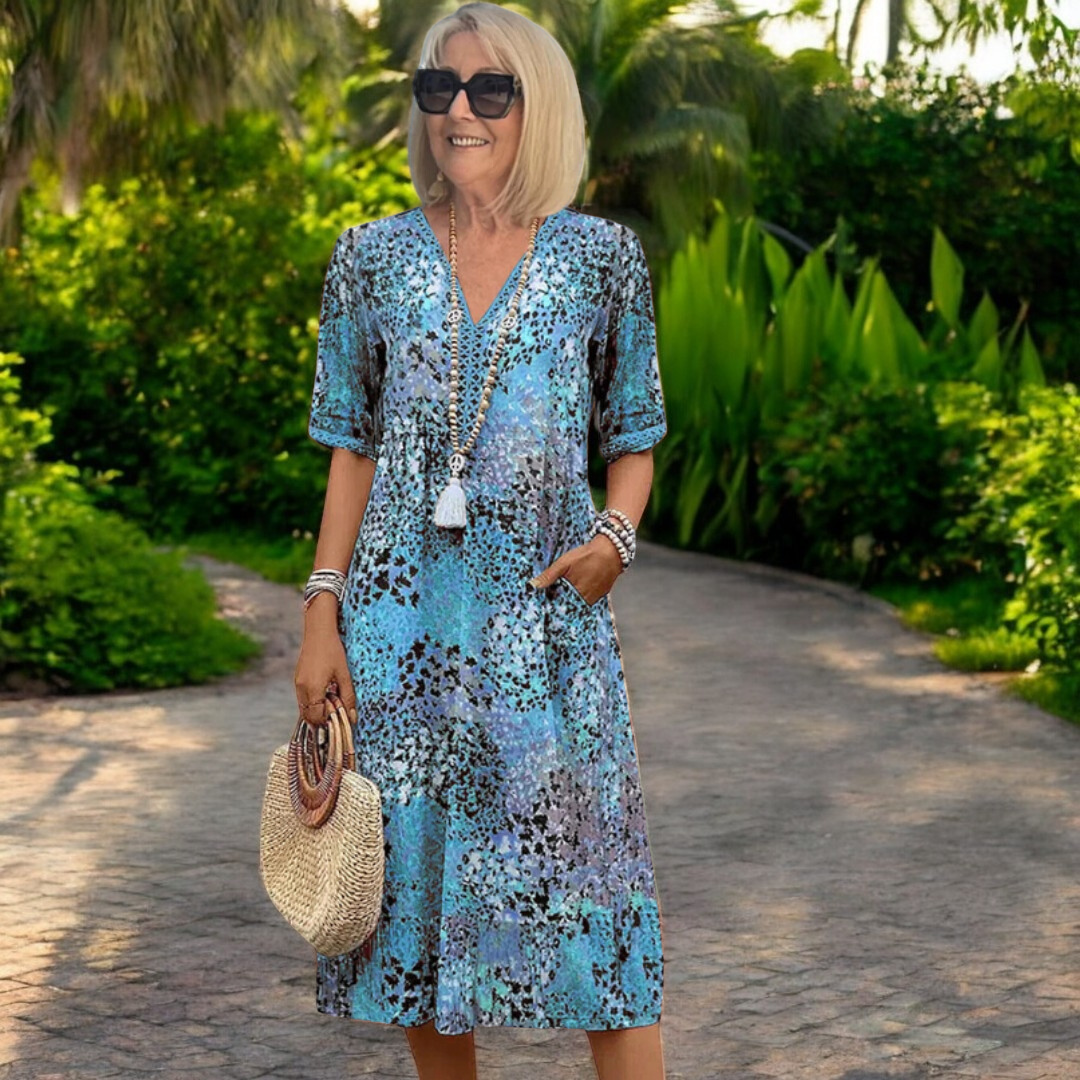 Lune London | Midi dress with vibrant print for women