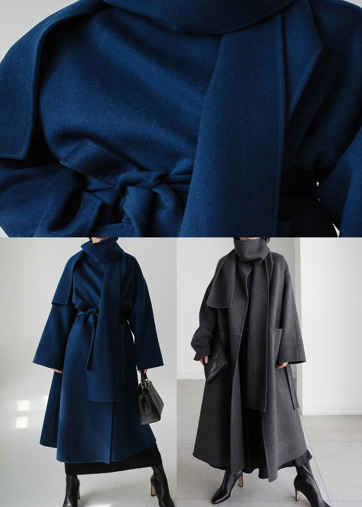 Lune London | Sawtooth Tie Long Sleeve Wool Coats
