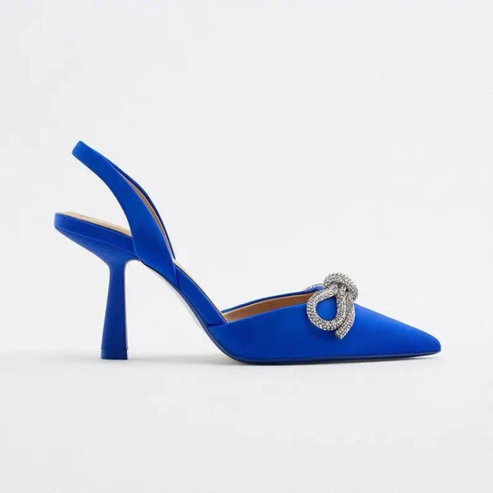 Lune London | Blue Women's Muller Shoes Baotou Bow Pointed High Heels Summer Fashion Hundred Sexy Women's Sandals Shoes Sandals High Heels