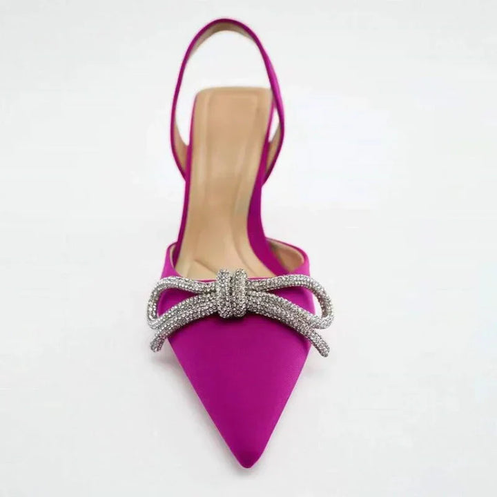Lune London | Blue Women's Muller Shoes Baotou Bow Pointed High Heels Summer Fashion Hundred Sexy Women's Sandals Shoes Sandals High Heels