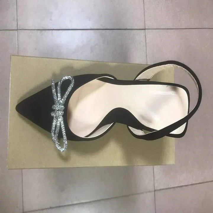 Lune London | Blue Women's Muller Shoes Baotou Bow Pointed High Heels Summer Fashion Hundred Sexy Women's Sandals Shoes Sandals High Heels