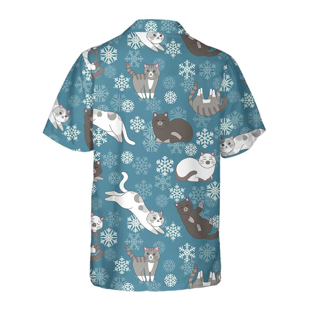 Lune London | Blue snowflake print Hawaiian shirt, fun Christmas Aloha shirt