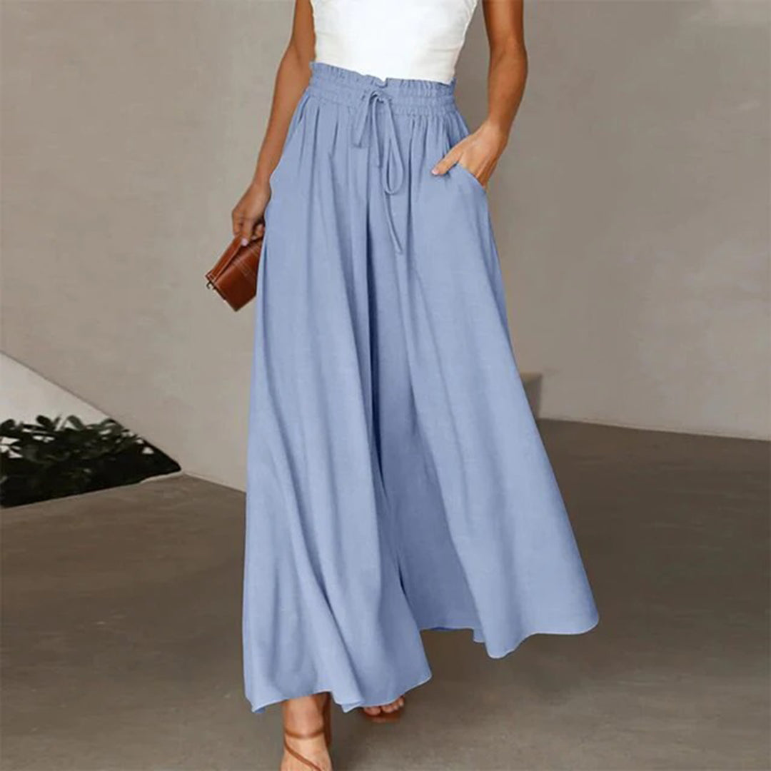 Lune London | Maxi Skirt High Waist Elastic with Lacing A-Line with Pockets Long and Airy