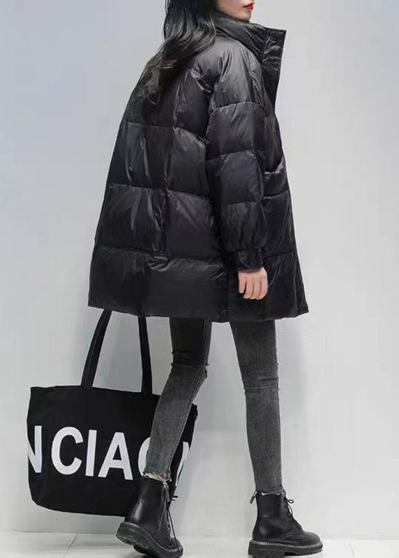 Lune London | Oversized black goose down winter coat with high collar and pockets