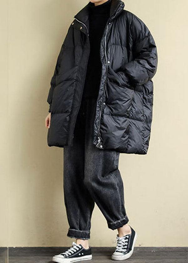 Lune London | Oversized black goose down winter coat with high collar and pockets