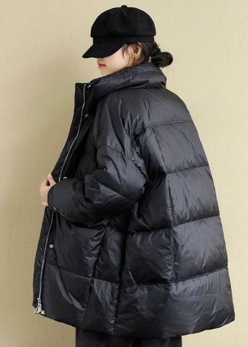 Lune London | Oversized black goose down winter coat with high collar and pockets
