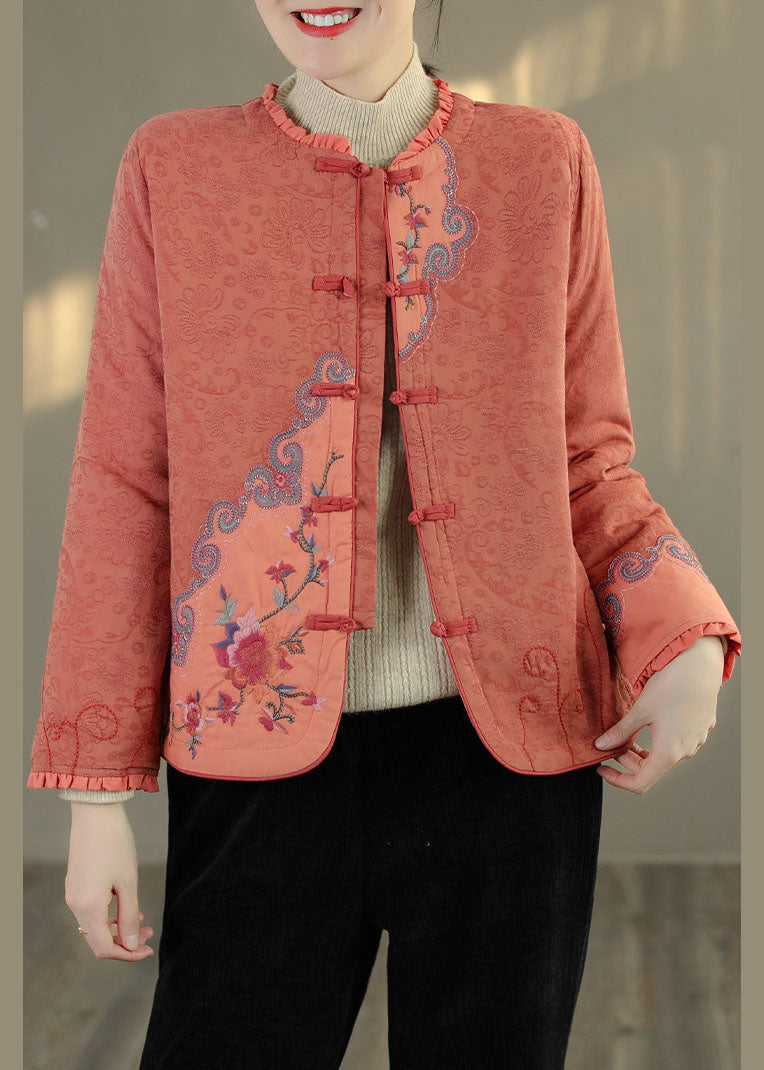 Chic und Stil | Fine cotton round embroidered coats with green ruffles