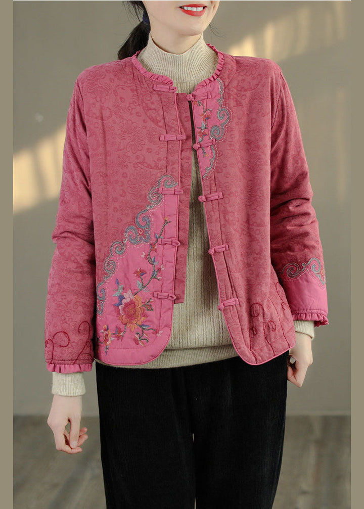 Chic und Stil | Fine cotton round embroidered coats with green ruffles