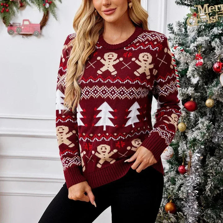 Lune London | Pull de Noël Femme - Pull de Noël faux avec encolure ronde